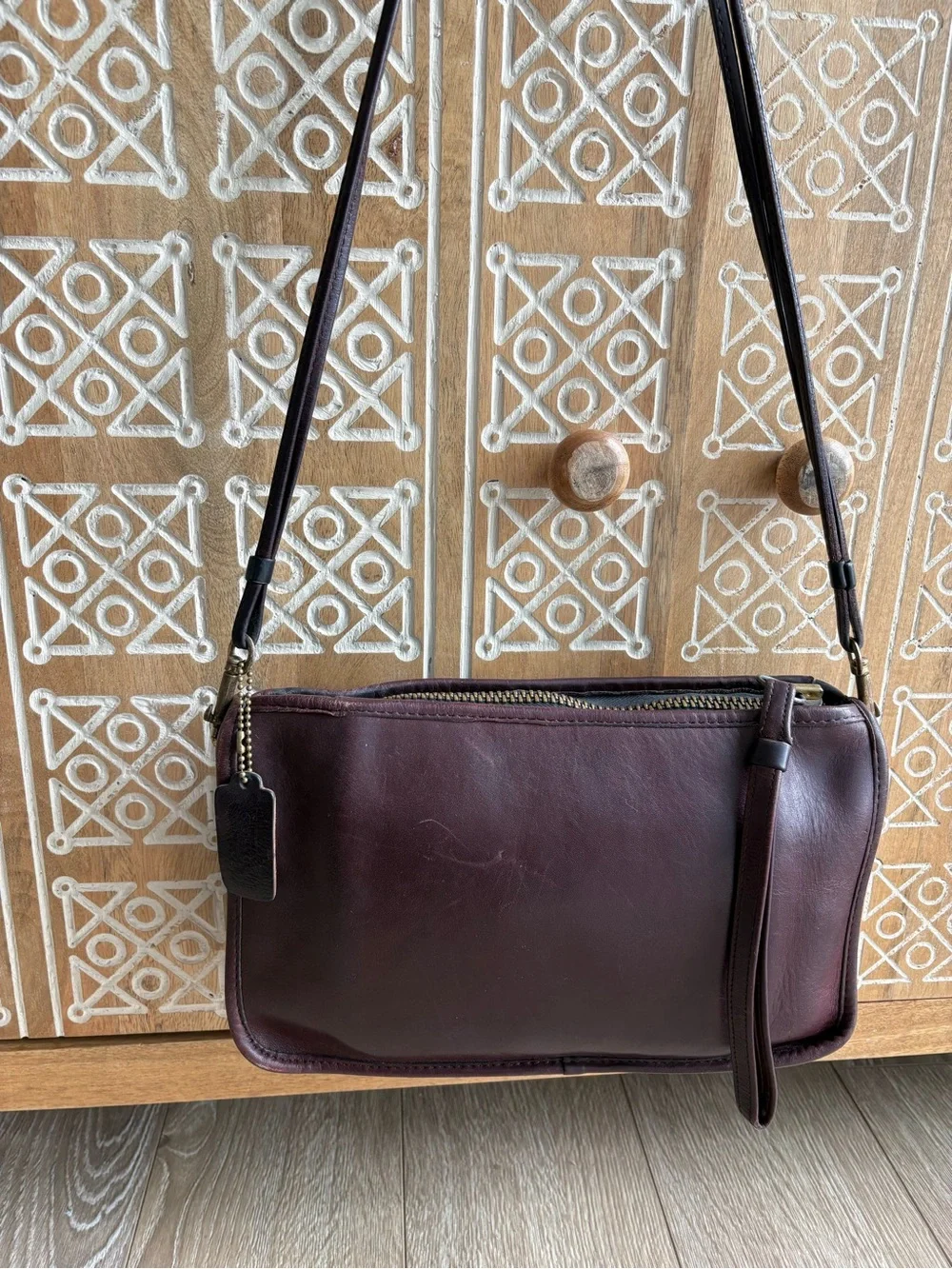Vintage Coach Rare NYC Burgundy Zippered Clutch